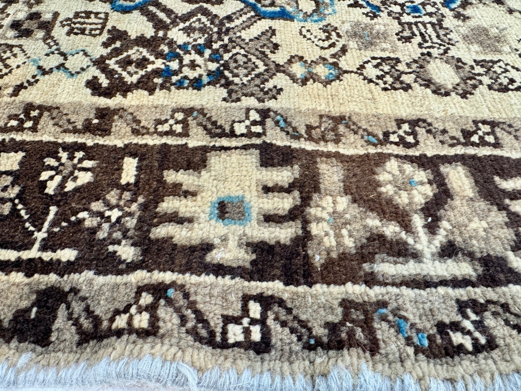 Persian Hosseinabad Runner — Ivory & Walnut Herati | 3'8" × 10'2"