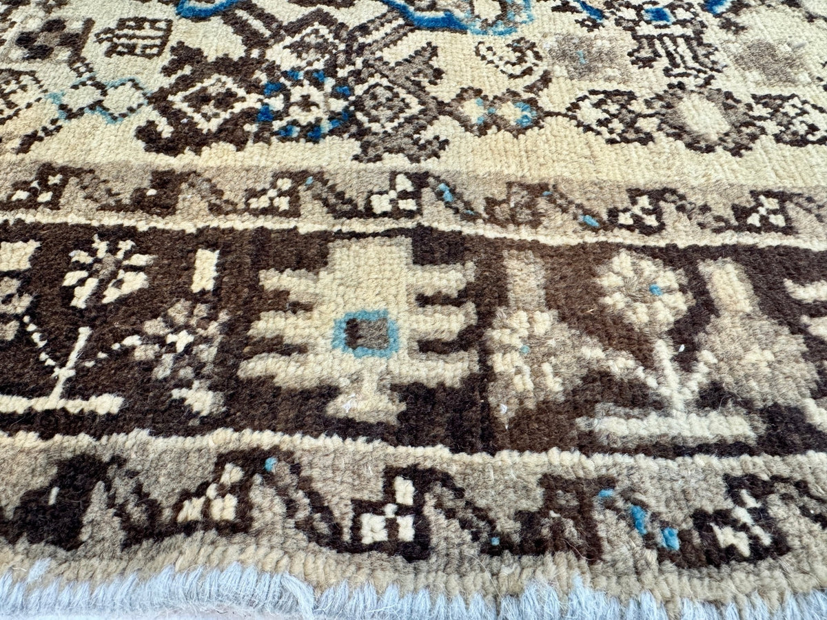 Persian Hosseinabad Runner — Ivory & Walnut Herati | 3'8" × 10'2"