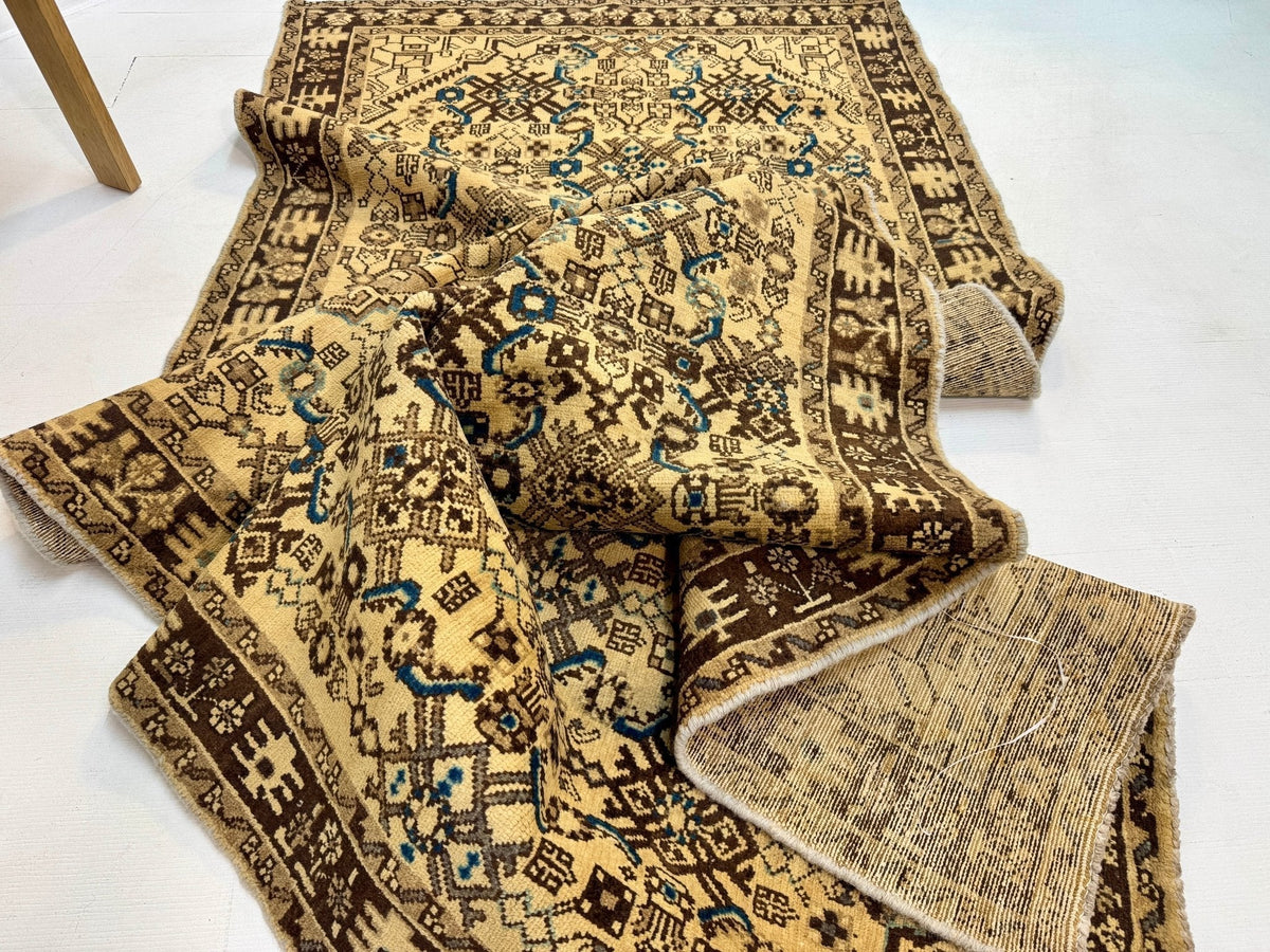 Persian Hosseinabad Runner — Ivory & Walnut Herati | 3'8" × 10'2"