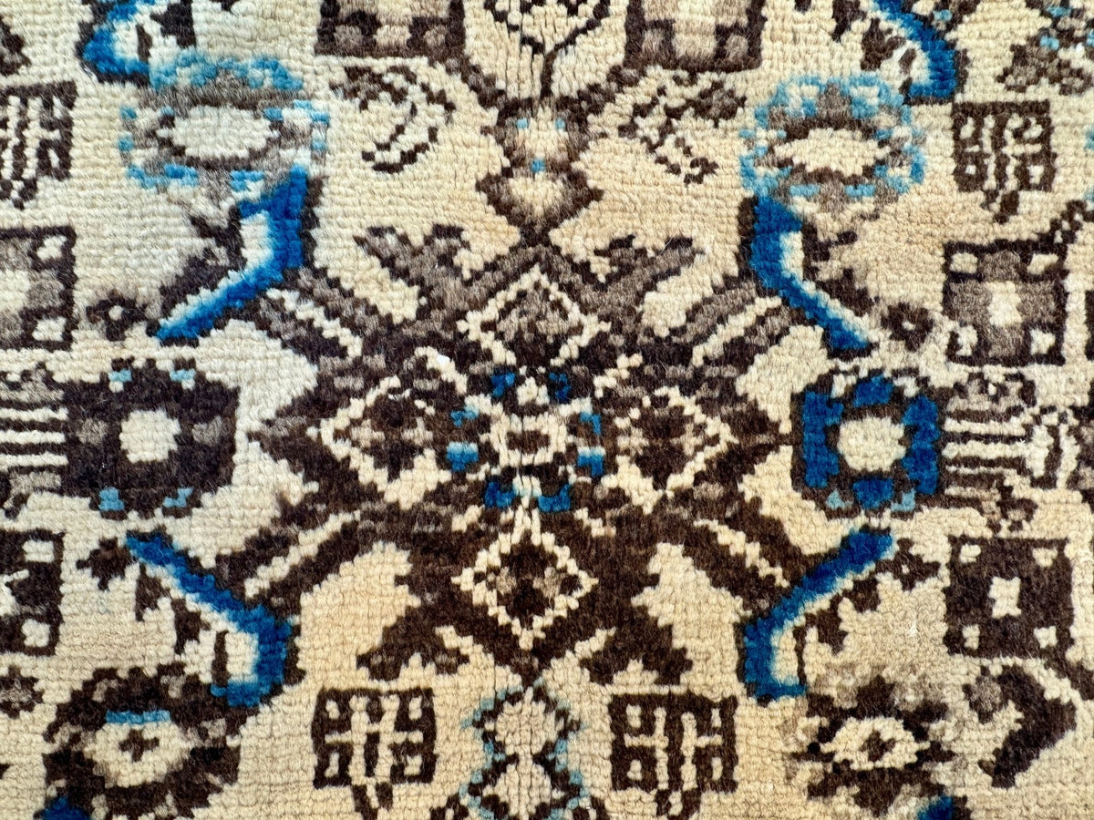 Persian Hosseinabad Runner — Ivory & Walnut Herati | 3'8" × 10'2"