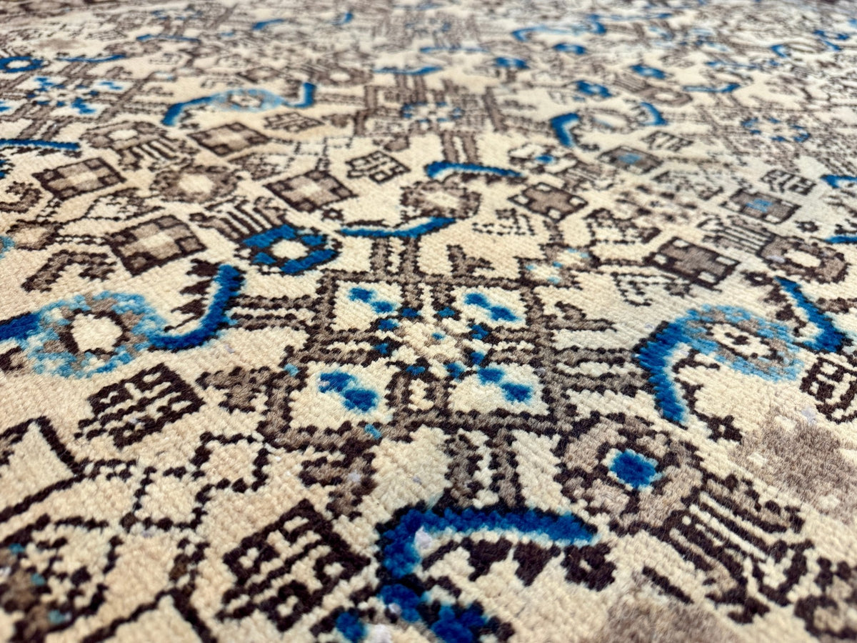 Persian Hosseinabad Runner — Ivory & Walnut Herati | 3'8" × 10'2"