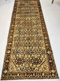 Persian Hosseinabad Runner — Ivory & Walnut Herati | 3'8" × 10'2"