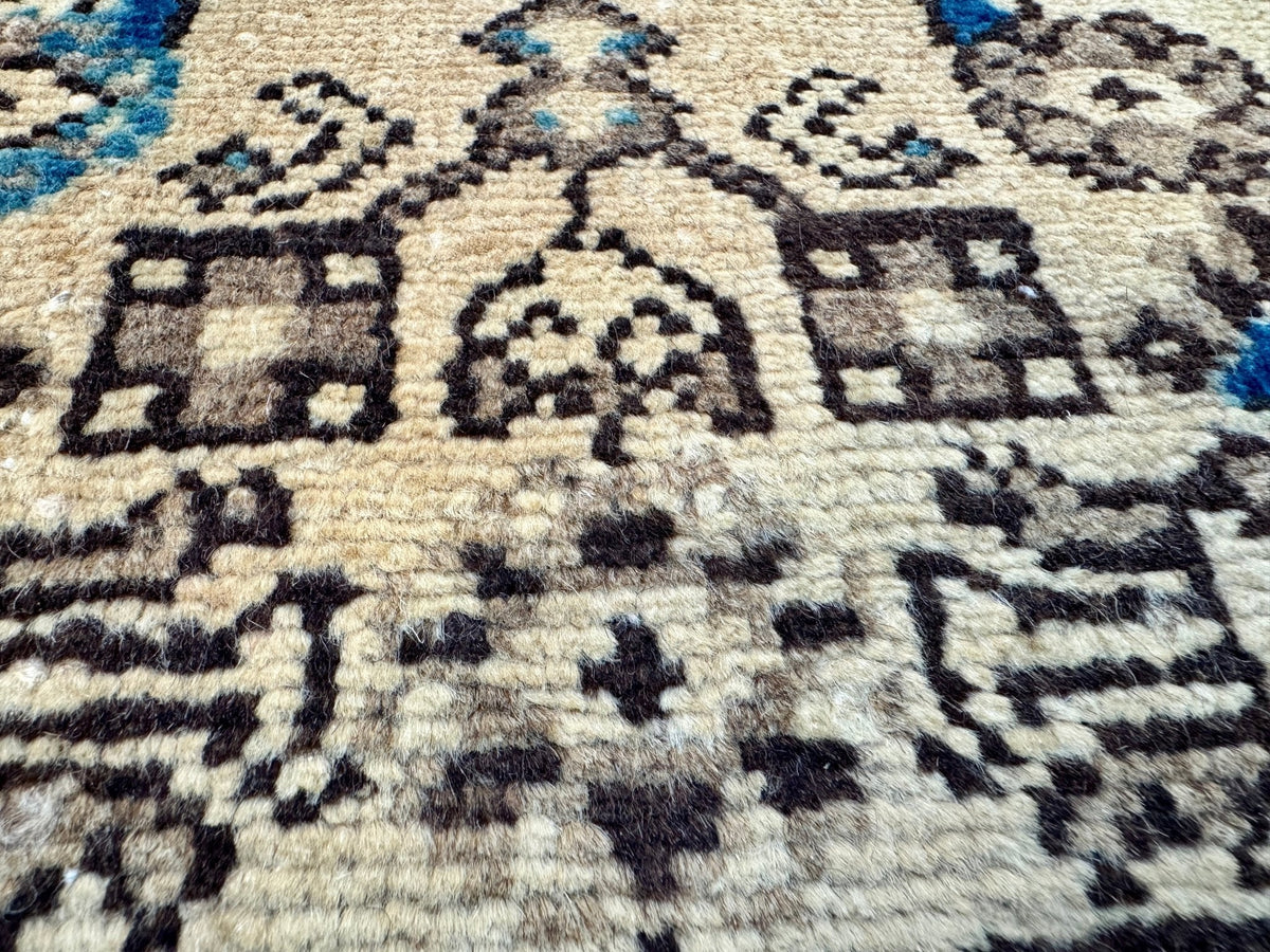 Persian Hosseinabad Runner — Ivory & Walnut Herati | 3'8" × 10'2"