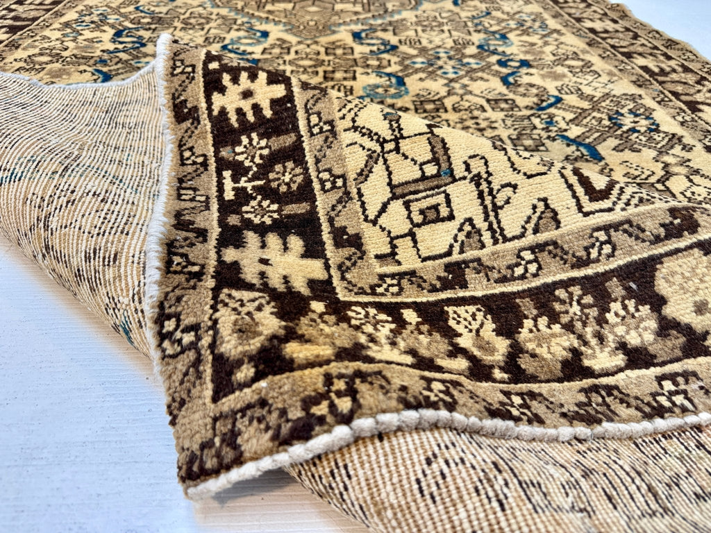 Persian Hosseinabad Runner — Ivory & Walnut Herati | 3'8" × 10'2"