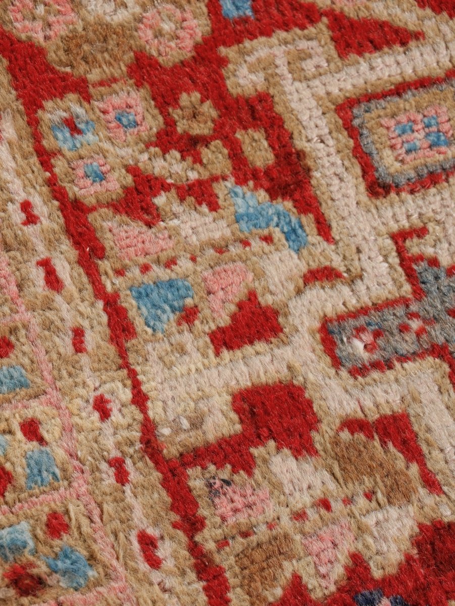 Persian Karaja Runner — Soft Coral & Ivory Geometry | 2'2" × 7'10"