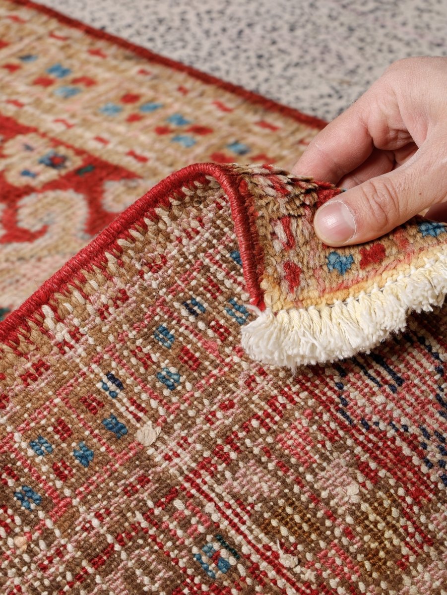 Persian Karaja Runner — Soft Coral & Ivory Geometry | 2'2" × 7'10"