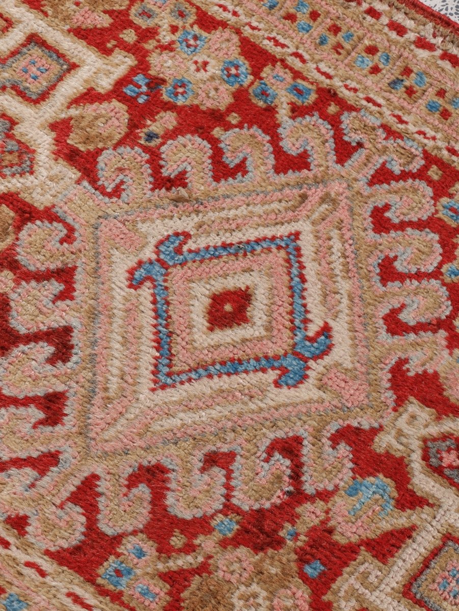 Persian Karaja Runner — Soft Coral & Ivory Geometry | 2'2" × 7'10"