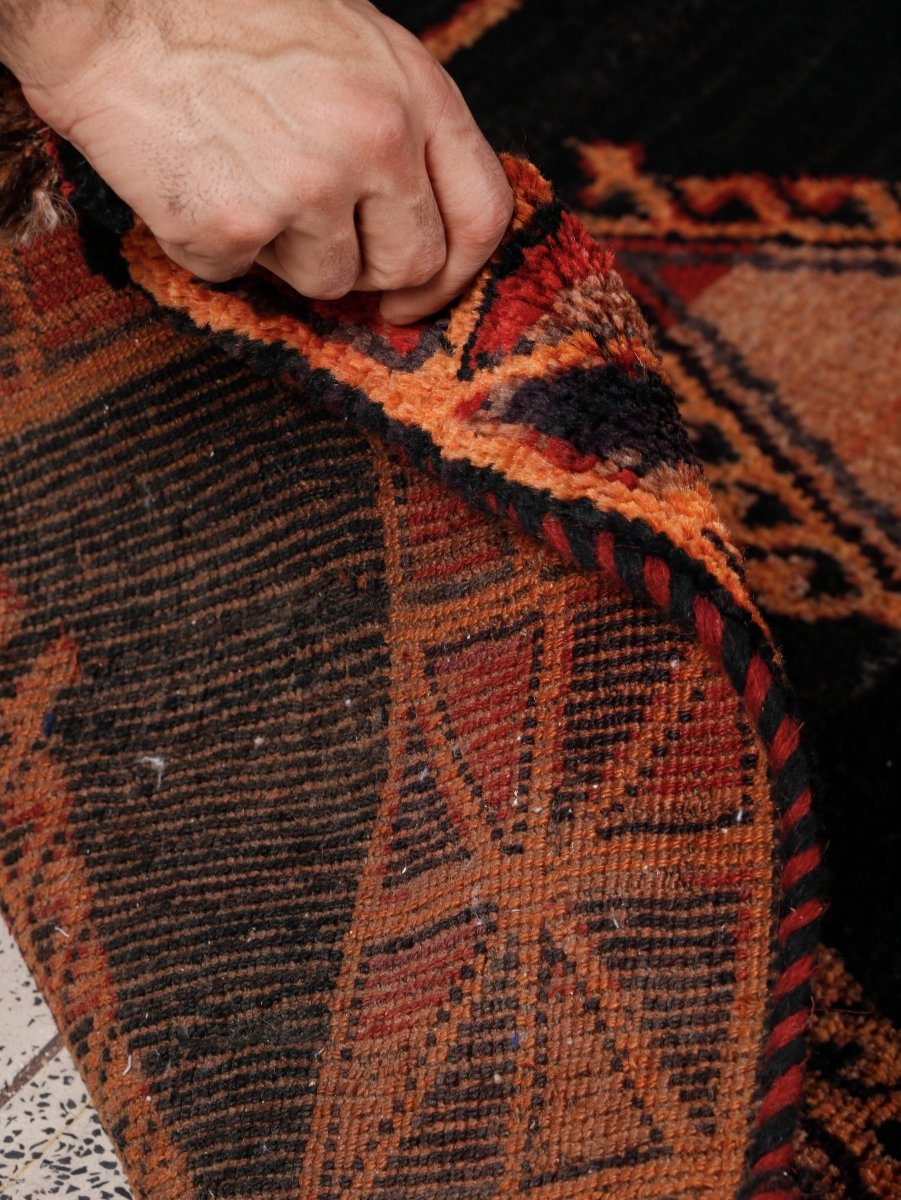 Luri Rug — Copper Diamonds on Charcoal | 4'2" × 8'2"