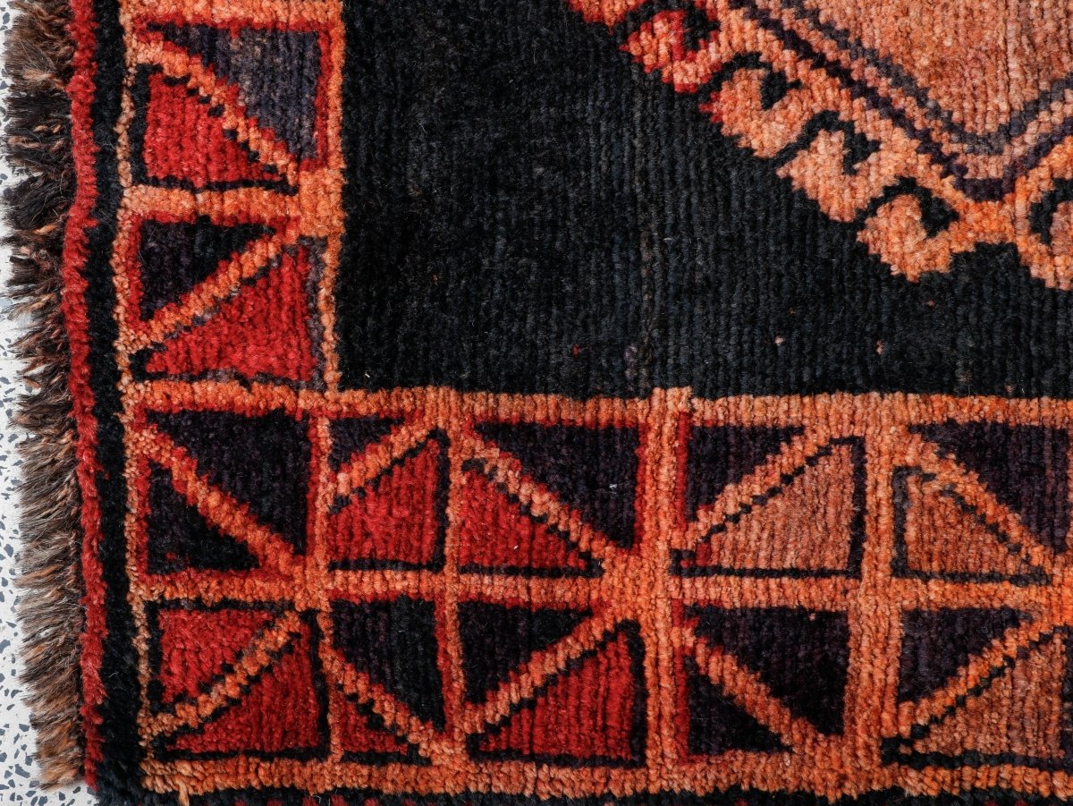 Luri Rug — Copper Diamonds on Charcoal | 4'2" × 8'2"