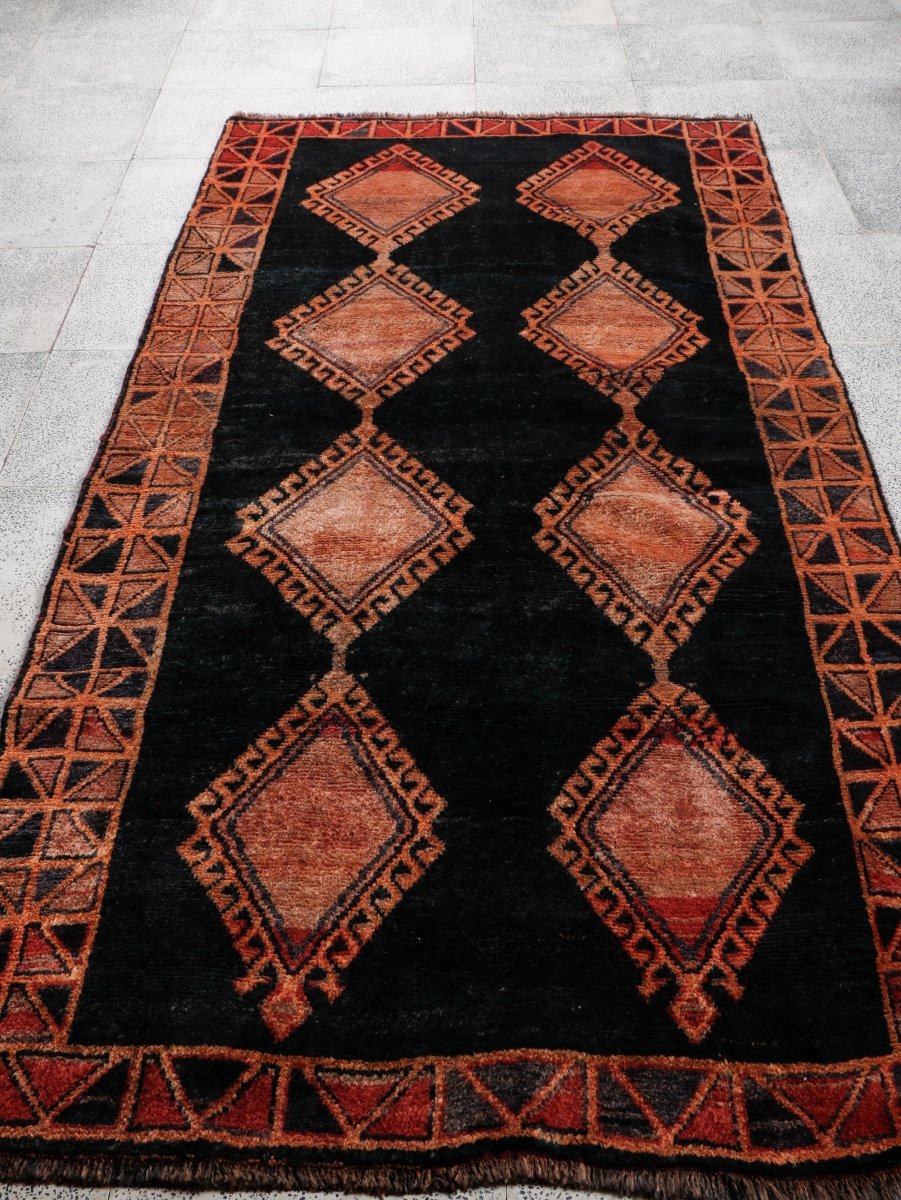 Luri Rug — Copper Diamonds on Charcoal | 4'2" × 8'2"