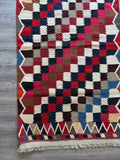 Persian Qashqai Kilim — Shaneh Pattern in Ruby & Ivory | 3'3" × 6'3"