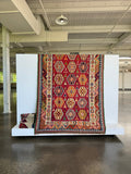 Persian Qashqai Kilim — Ruby & Colorful Scorpion Motifs | 5'4" × 9'2"