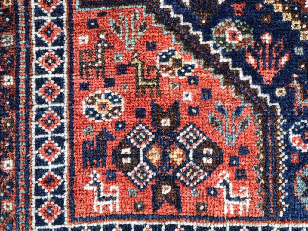 Qashqai Rug — Indigo Field & Jewel-Tone Diamonds | 4' × 5'1"