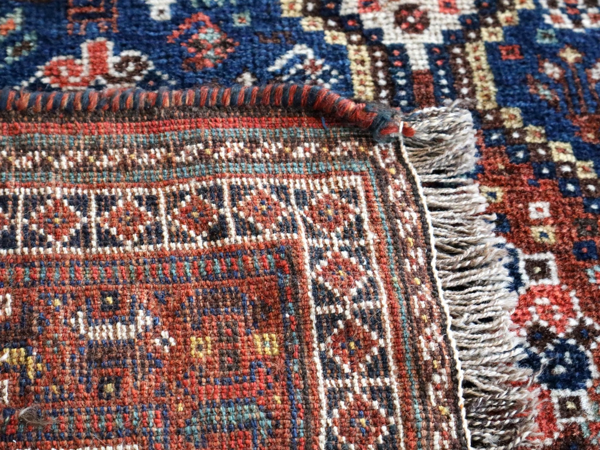 Qashqai Rug — Indigo Field & Jewel-Tone Diamonds | 4' × 5'1"