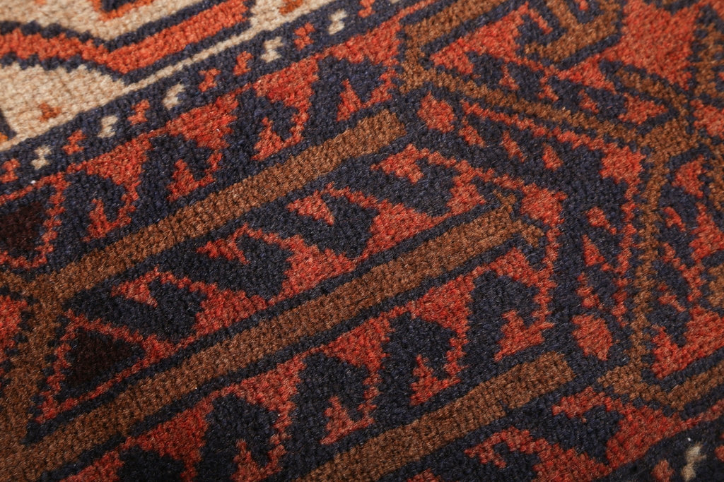 Quchan Kurdish Runner — Ivory Rosette Lattice & Rust Border | 2'10" × 6'9"