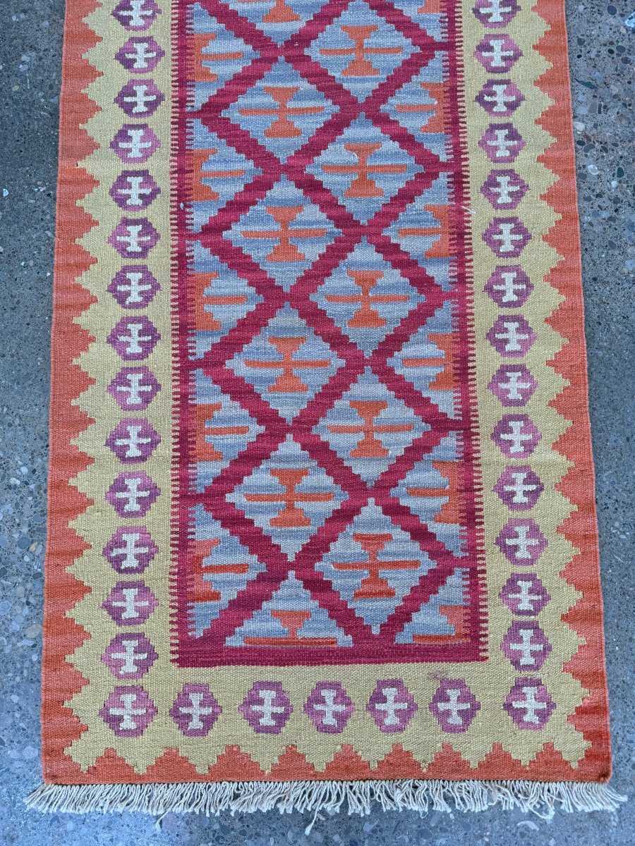 Shiraz Kilim Runner — Saffron Toranj Setare Design | 2'9" × 6'5"