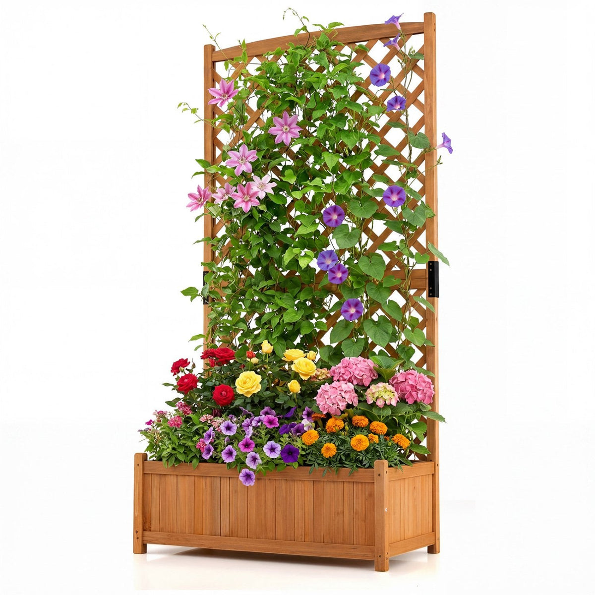 Jardinera elevada con enrejado alto, jardinera de jardín de abeto de 71 pulgadas para plantas trepadoras