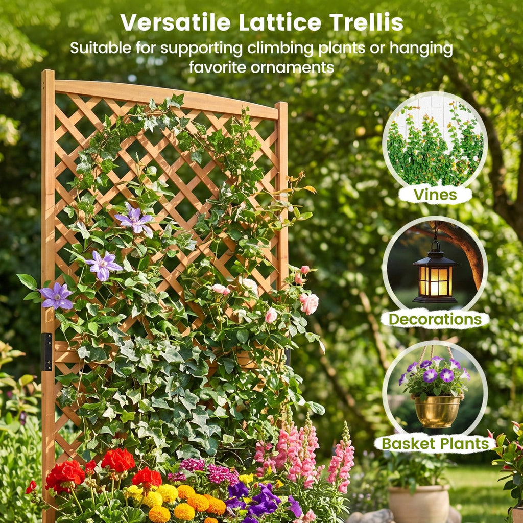 Jardinera elevada con enrejado alto, jardinera de jardín de abeto de 71 pulgadas para plantas trepadoras