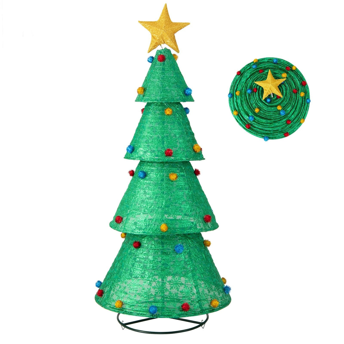 Sapin de Noël escamotable de 1,98 m avec 200 LED blanc chaud, pour l’intérieur ou l’extérieur
