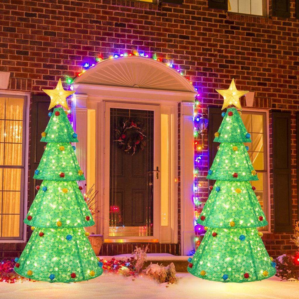 Sapin de Noël escamotable de 1,98 m avec 200 LED blanc chaud, pour l’intérieur ou l’extérieur