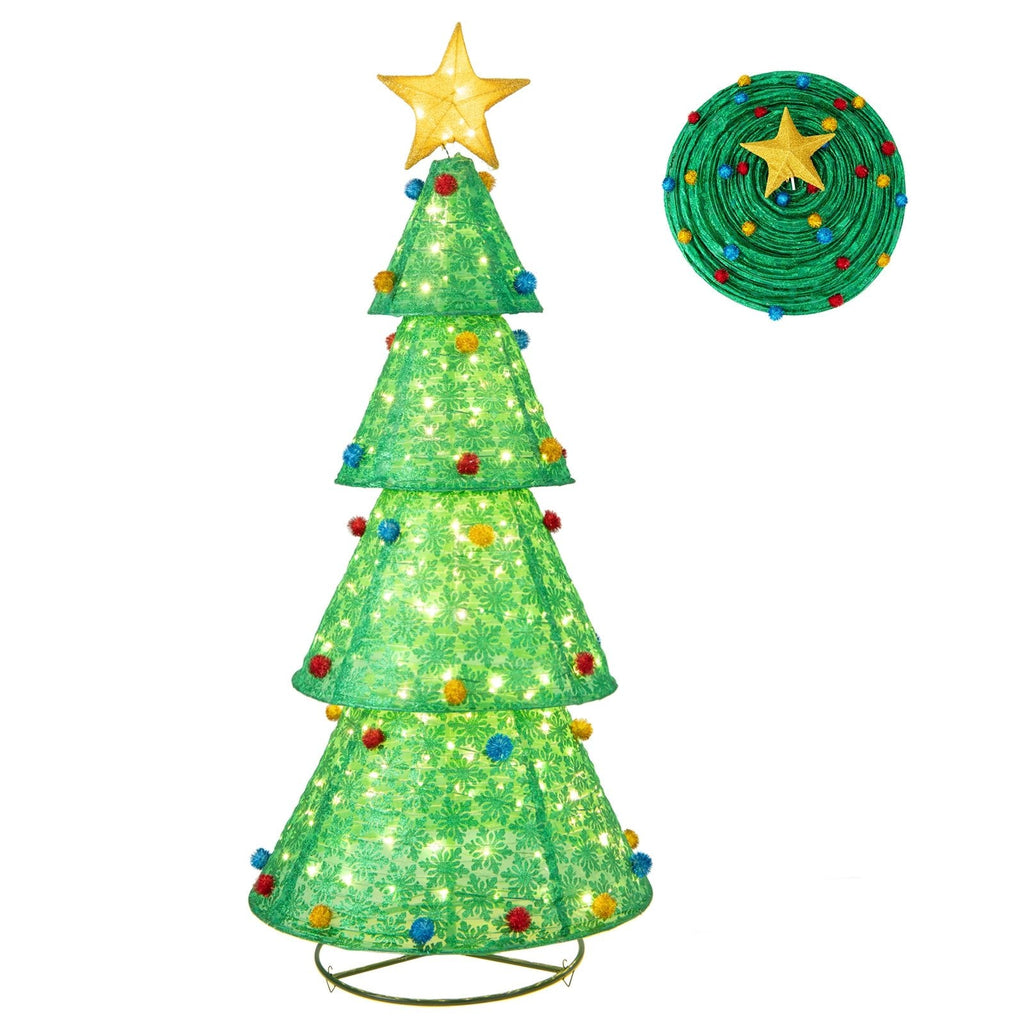 Sapin de Noël escamotable de 1,98 m avec 200 LED blanc chaud, pour l’intérieur ou l’extérieur