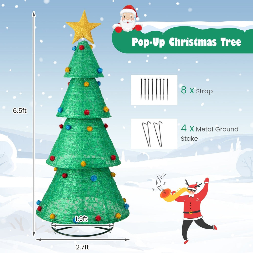Sapin de Noël escamotable de 1,98 m avec 200 LED blanc chaud, pour l’intérieur ou l’extérieur