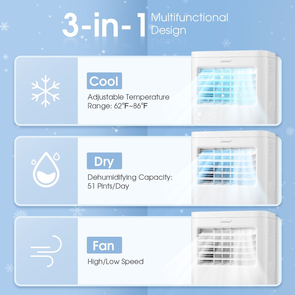 Climatiseur portable 6000 BTU (SACC) avec ventilateur et déshumidificateur, refroidit 250 pi², 52 dB