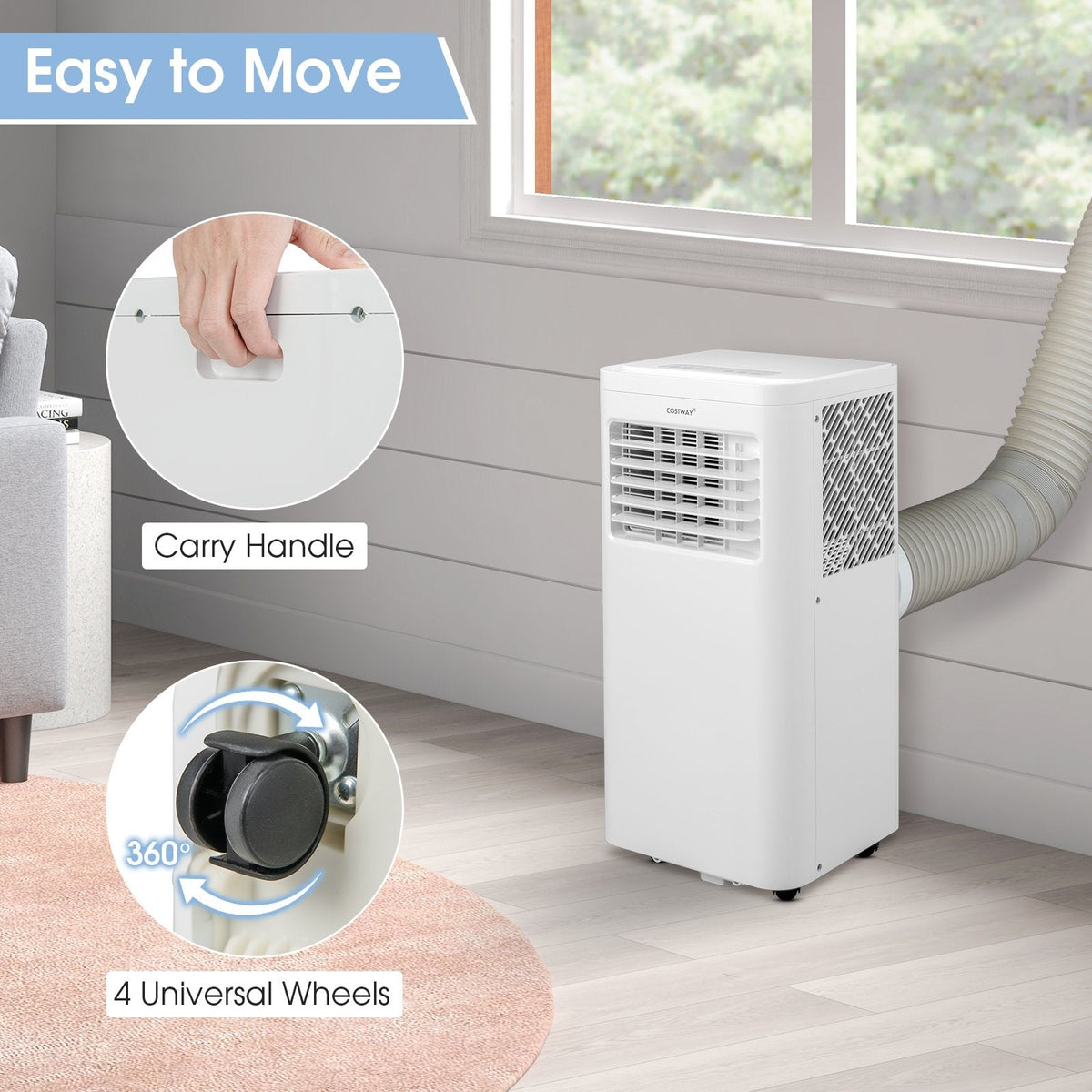 Climatiseur portable 6000 BTU (SACC) avec ventilateur et déshumidificateur, refroidit 250 pi², 52 dB