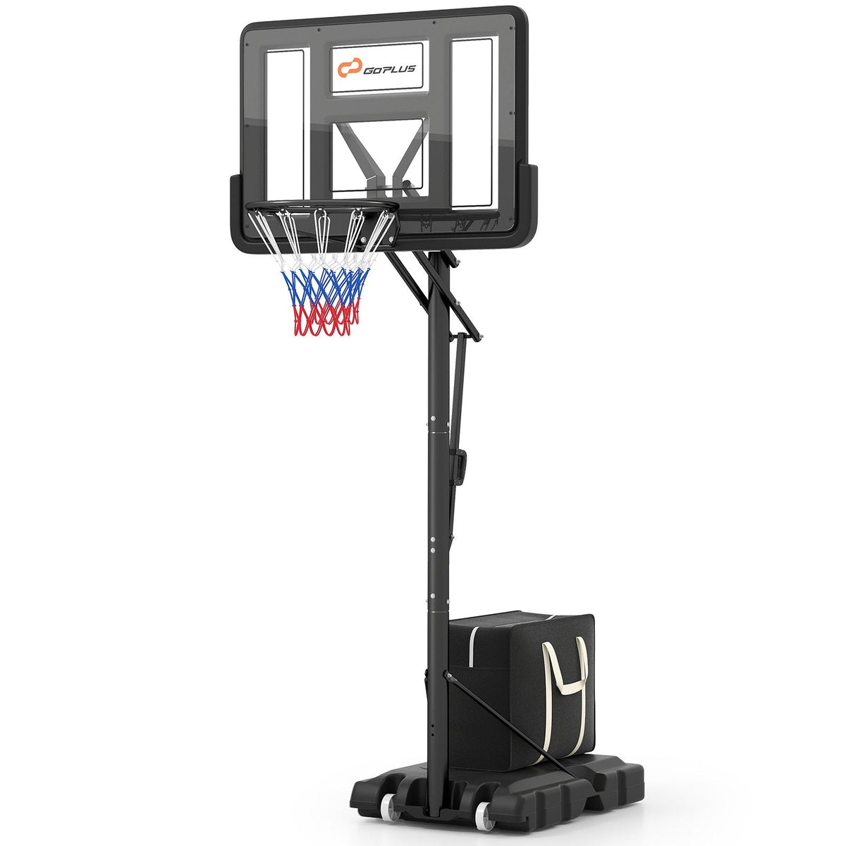 Mobiler Basketballkorb mit 10-stufiger Höhenverstellung von 4,6 bis 10 Fuß
