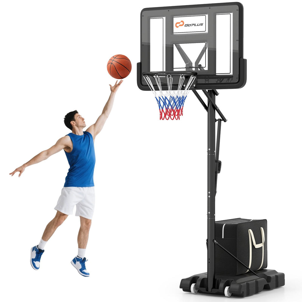 Mobiler Basketballkorb mit 10-stufiger Höhenverstellung von 4,6 bis 10 Fuß