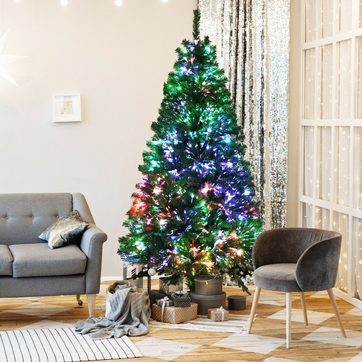 7 FT Fibre Optic Christmas Tree, 820 Branch Tips with Colour Changing Light