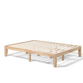 Estructura de cama de plataforma de madera maciza de 14 pulgadas tamaño Queen con 14 tablas de soporte, natural