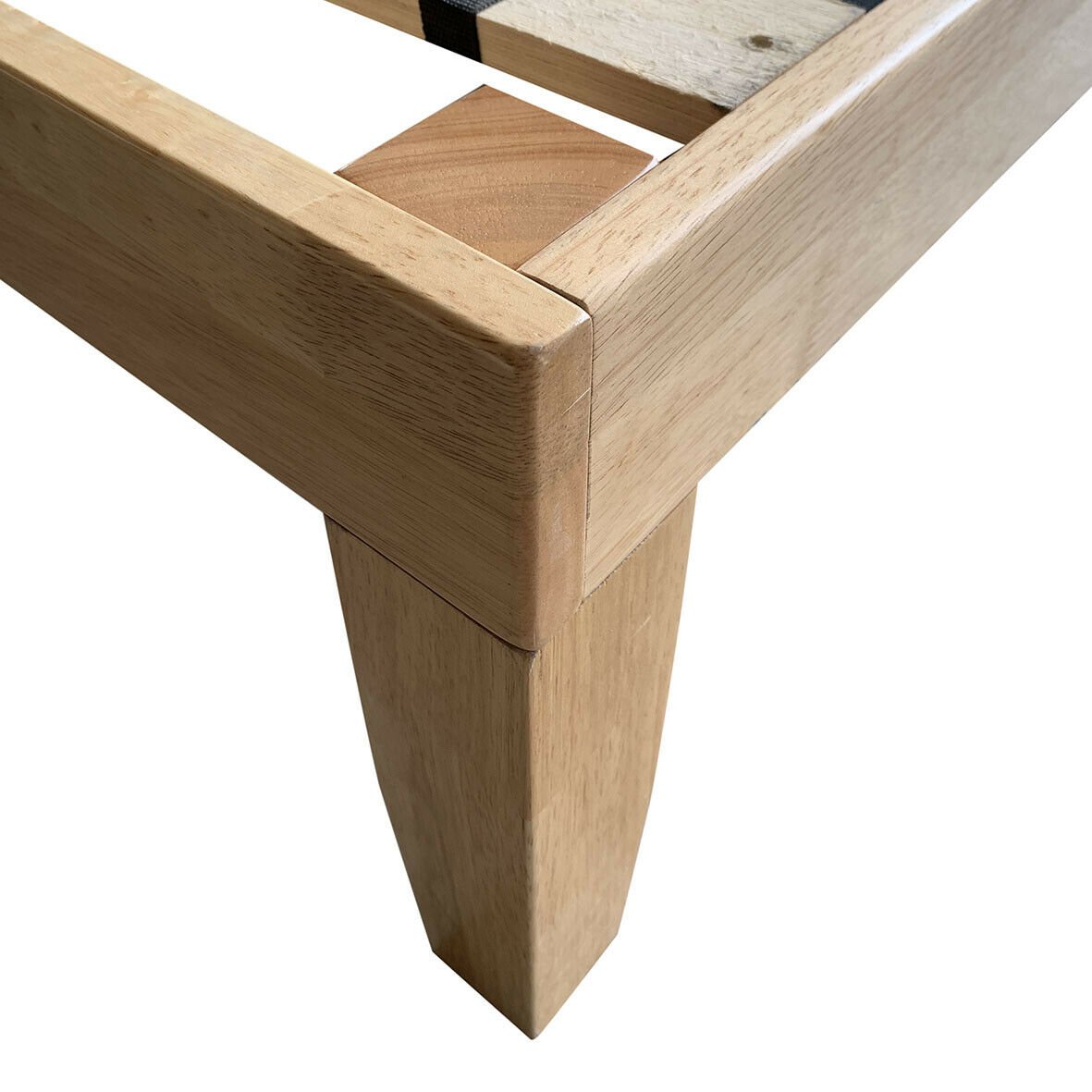 Estructura de cama de plataforma de madera maciza de 14 pulgadas tamaño Queen con 14 tablas de soporte, natural