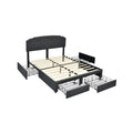 Cama tapizada Queen con almacenamiento, 4 cajones y cabecero de altura ajustable, gris
