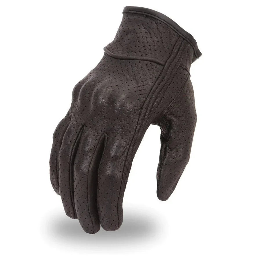 Gants de moto premium pour hommes en cuir de chèvre perforé