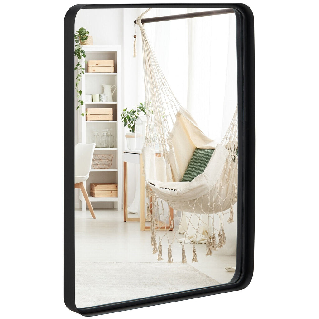 Espejo rectangular de baño para montaje en pared con marco de acero macizo-M