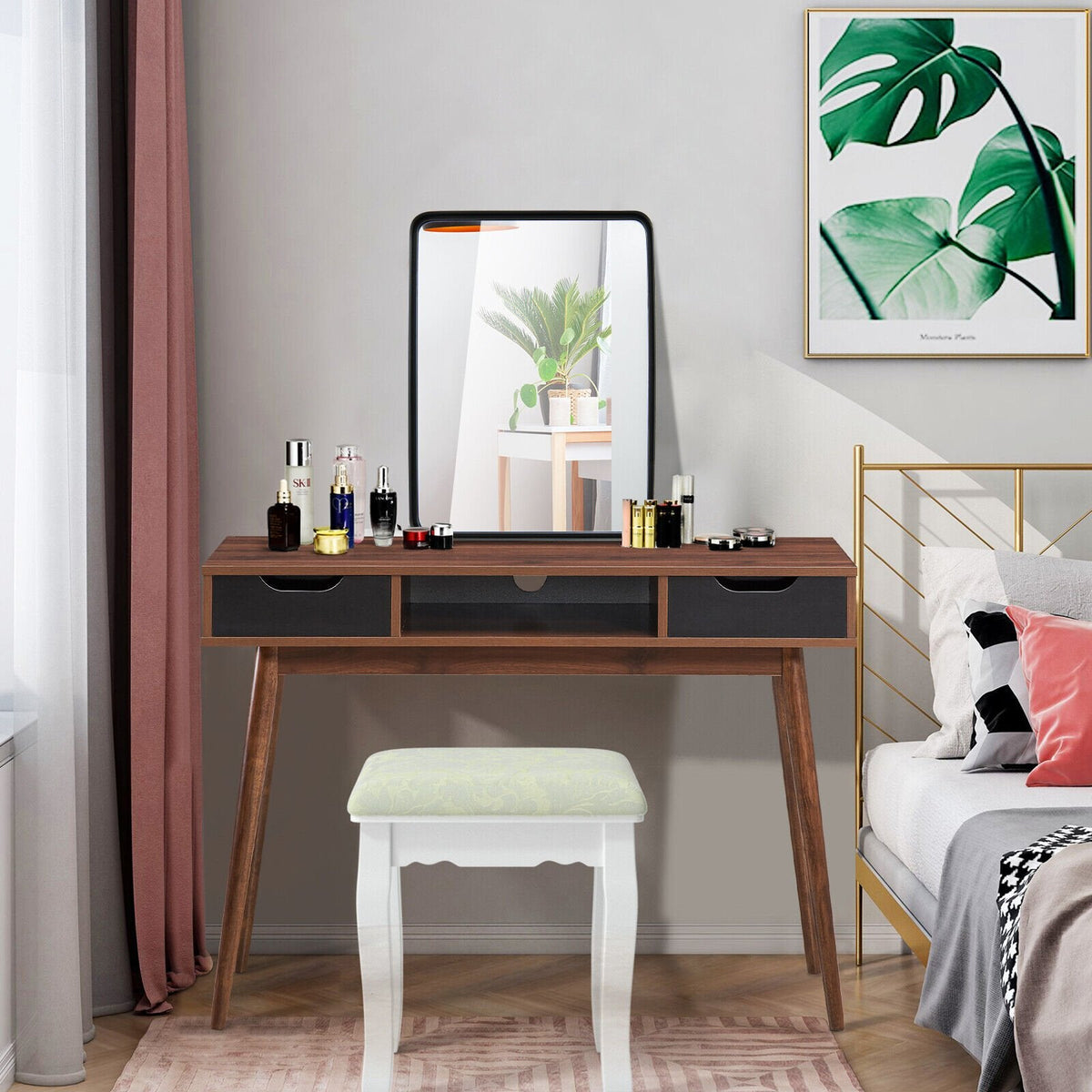 Espejo rectangular de baño para montaje en pared con marco de acero macizo-M
