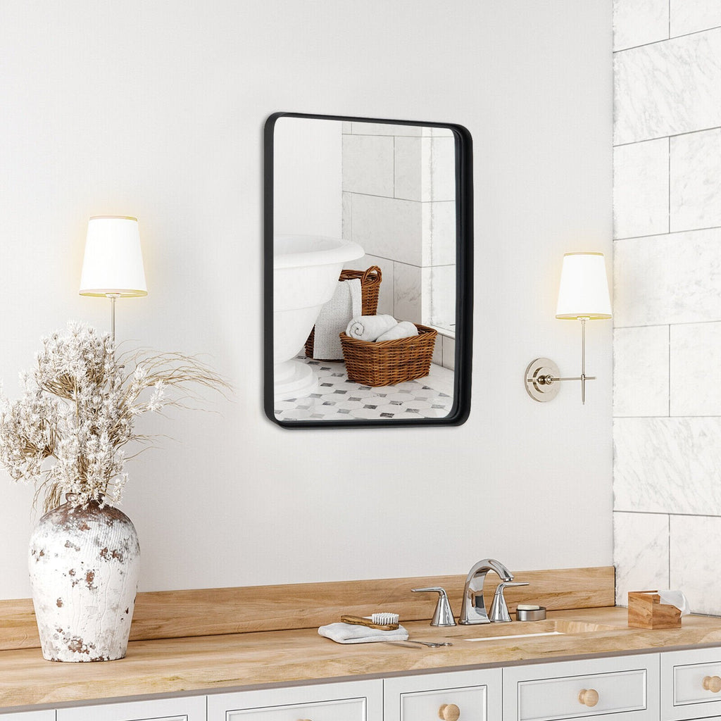 Espejo rectangular de baño para montaje en pared con marco de acero macizo-M