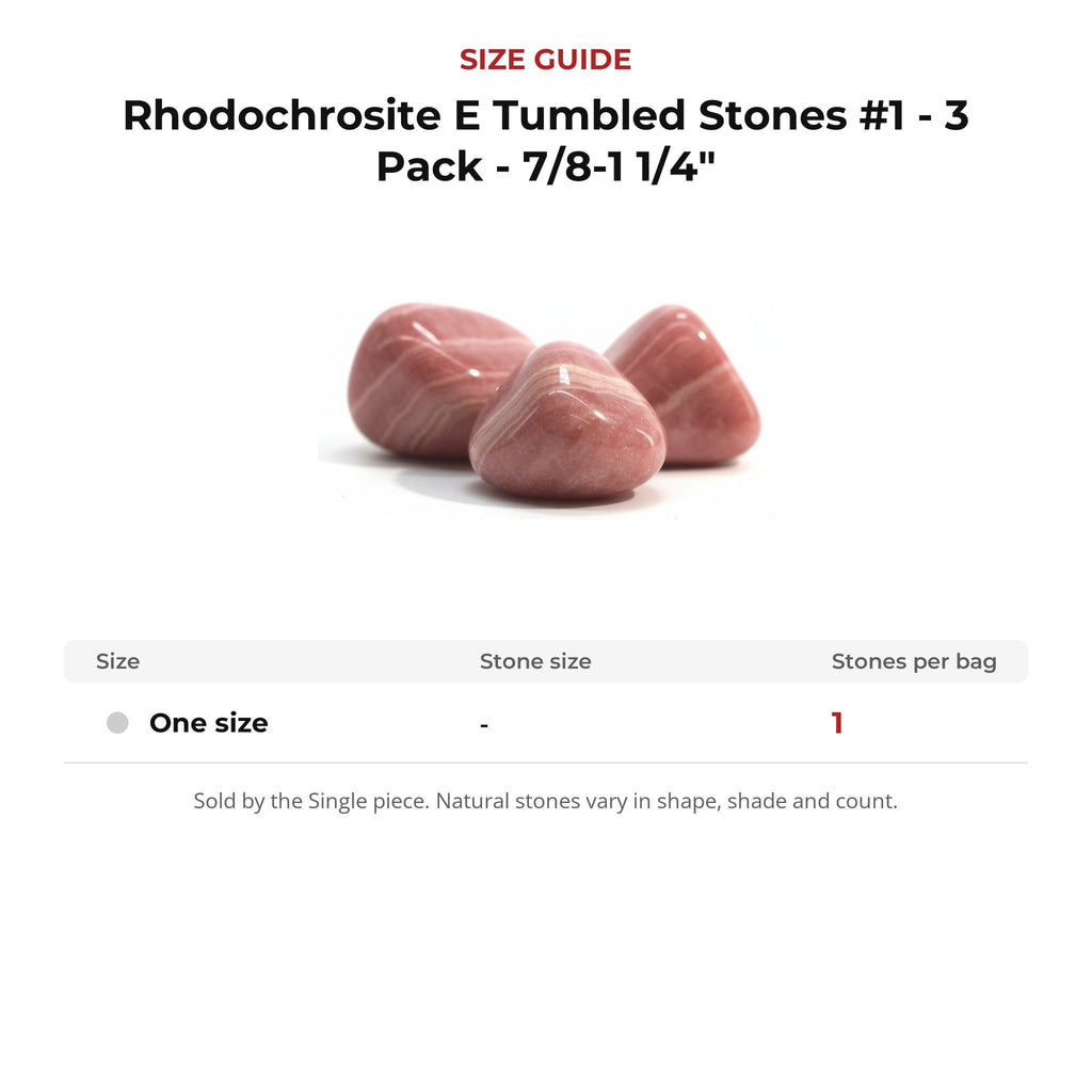 Rhodochrosite E Tumbled Stones #1 - 3 Pack - 7/8-1 1/4"