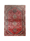 Persian Shiraz Rug — Crimson & Seafoam Tribal Diamonds | 4'9" × 6'9"