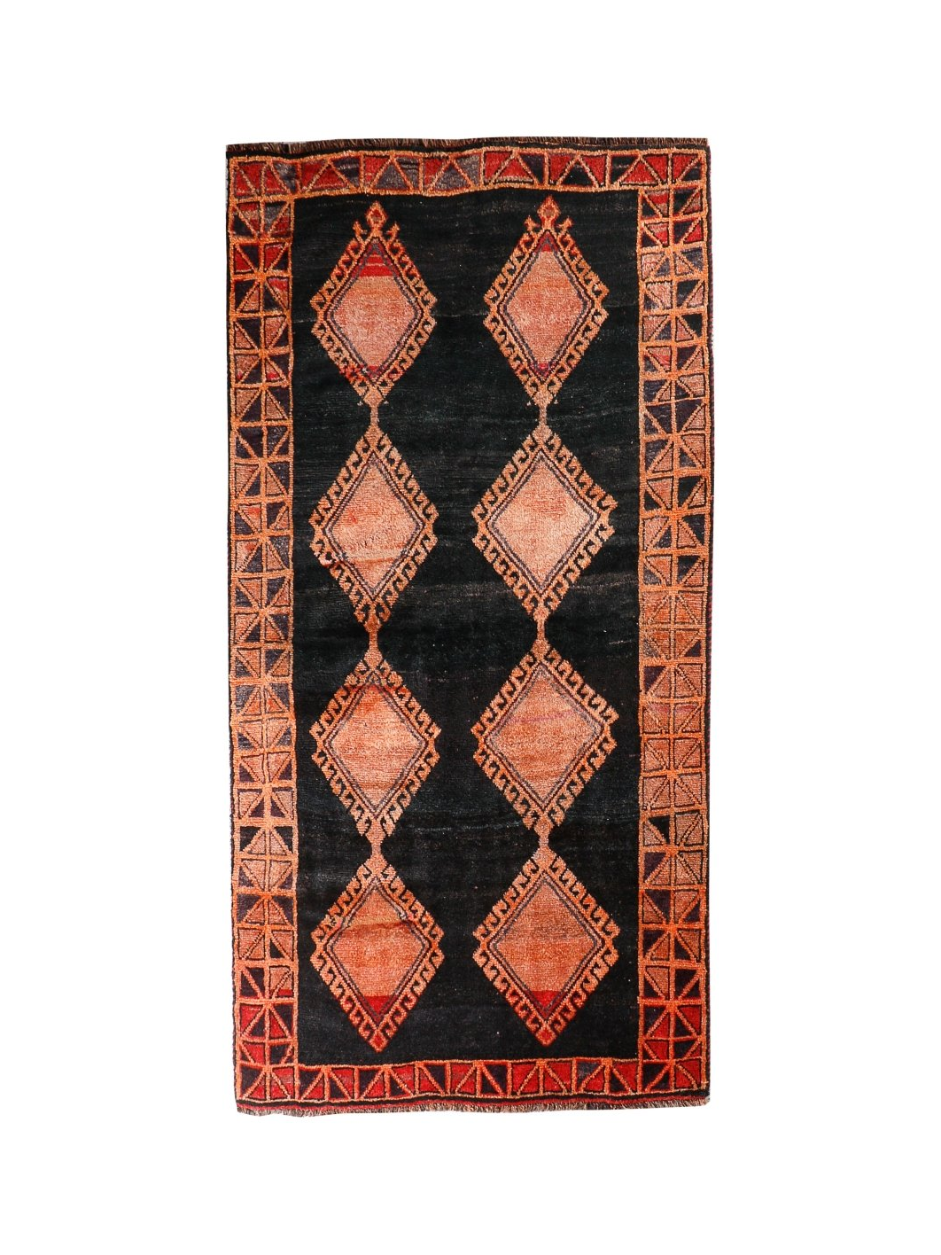 Luri Rug — Copper Diamonds on Charcoal | 4'2" × 8'2"