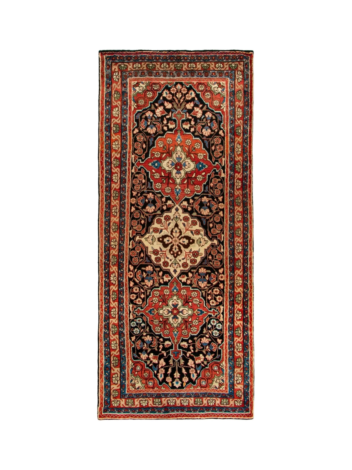 Mahal Läufer — Elfenbein & Terrakotta auf Mitternachtsblau | 3'9" × 9'3"