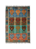 Afghanischer Maimana-Kelim — Türkis & Terrakotta-Geometrie | 4'1" × 5'9"