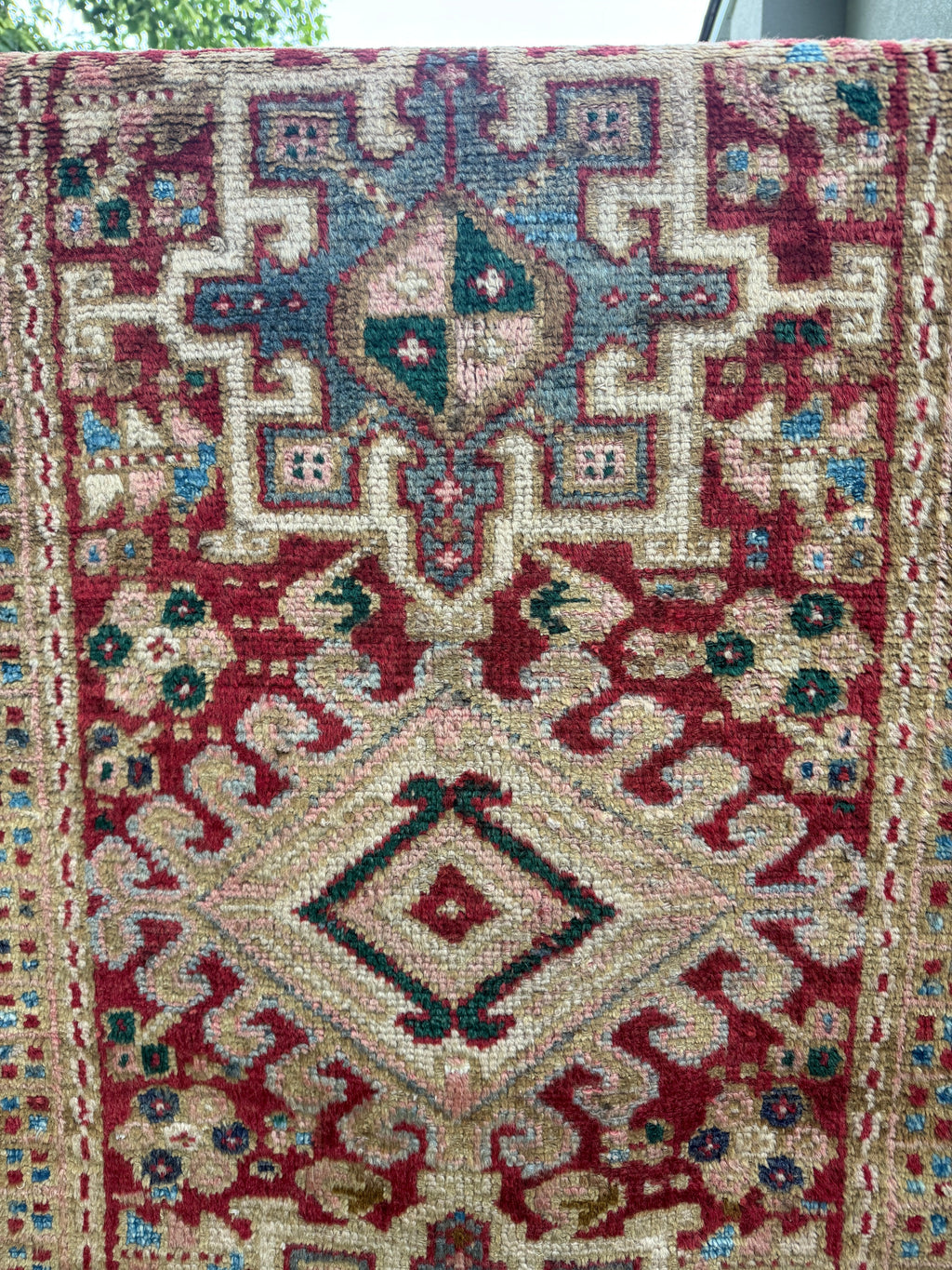 Persian Karaja Runner — Soft Coral & Ivory Geometry | 2'2" × 7'10"