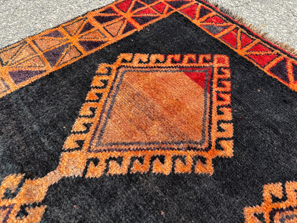 Luri Rug — Copper Diamonds on Charcoal | 4'2" × 8'2"