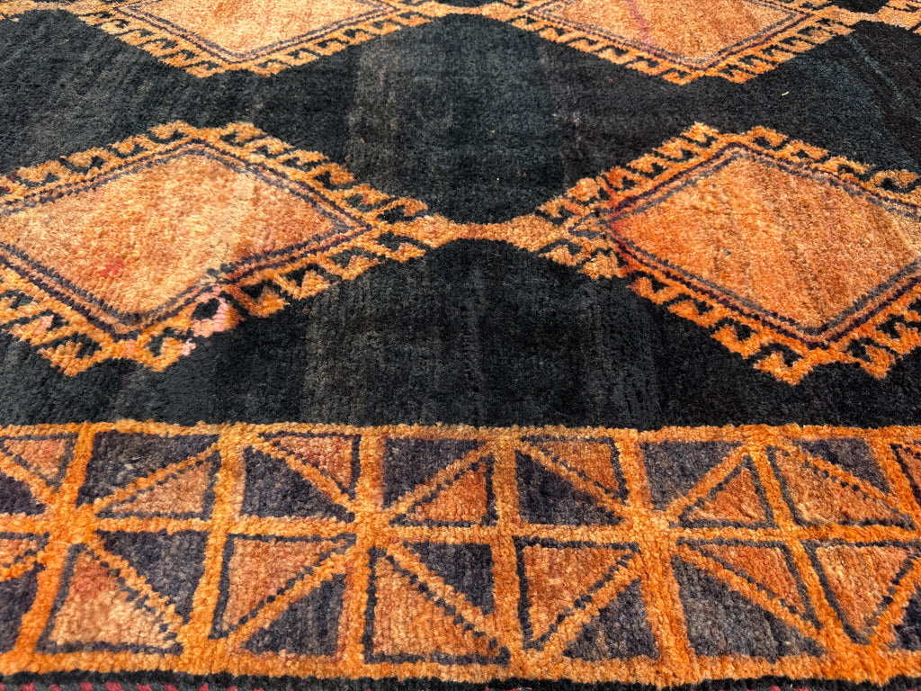 Luri Rug — Copper Diamonds on Charcoal | 4'2" × 8'2"