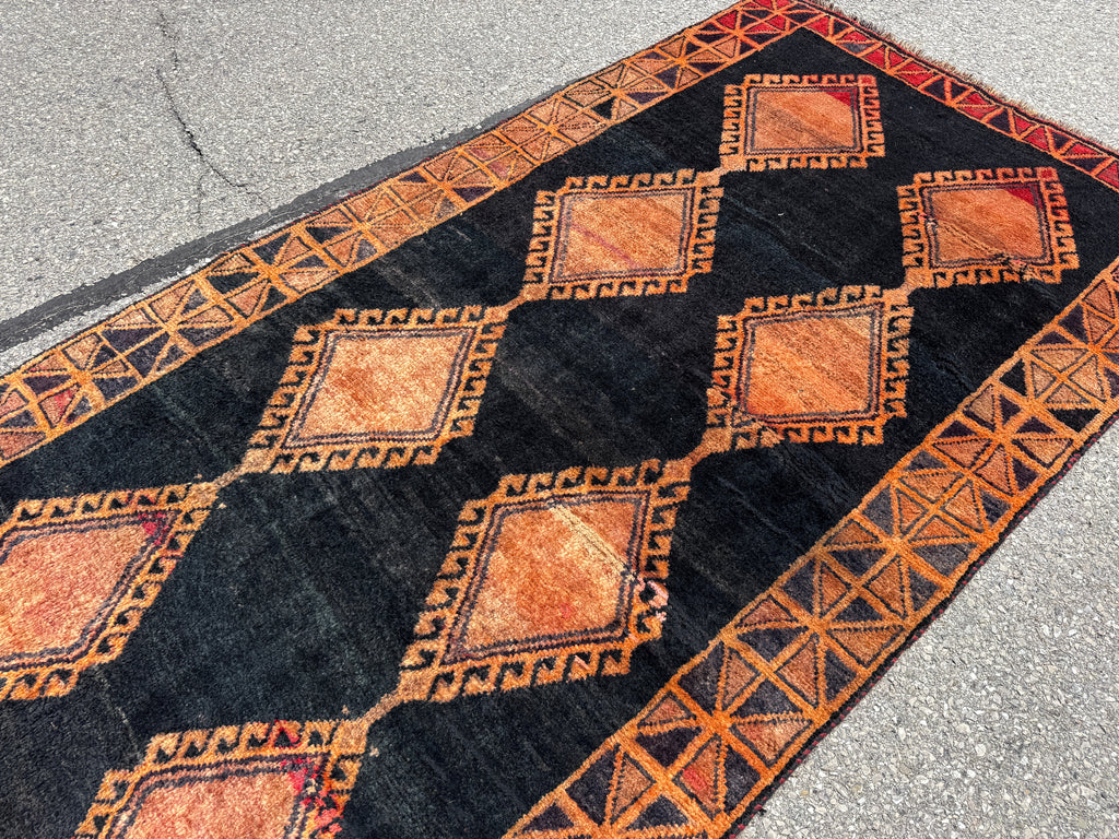 Luri Rug — Copper Diamonds on Charcoal | 4'2" × 8'2"