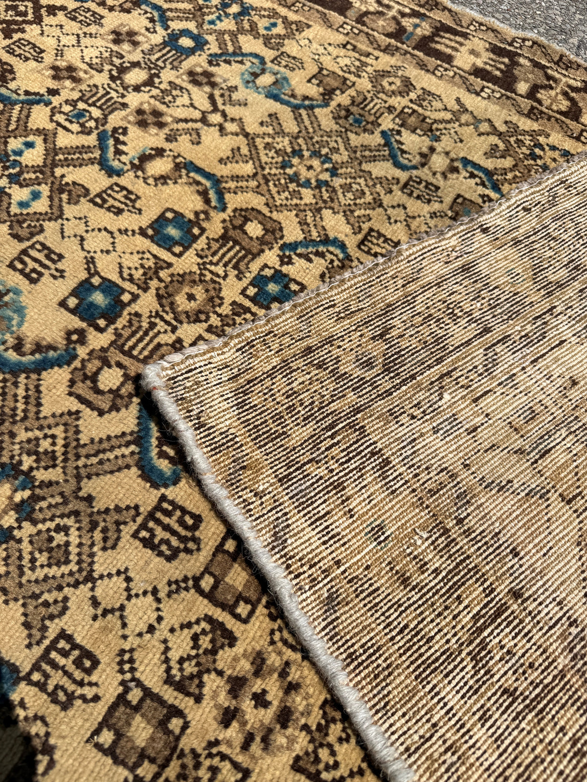 Persian Hosseinabad Runner — Ivory & Walnut Herati | 3'8" × 10'2"
