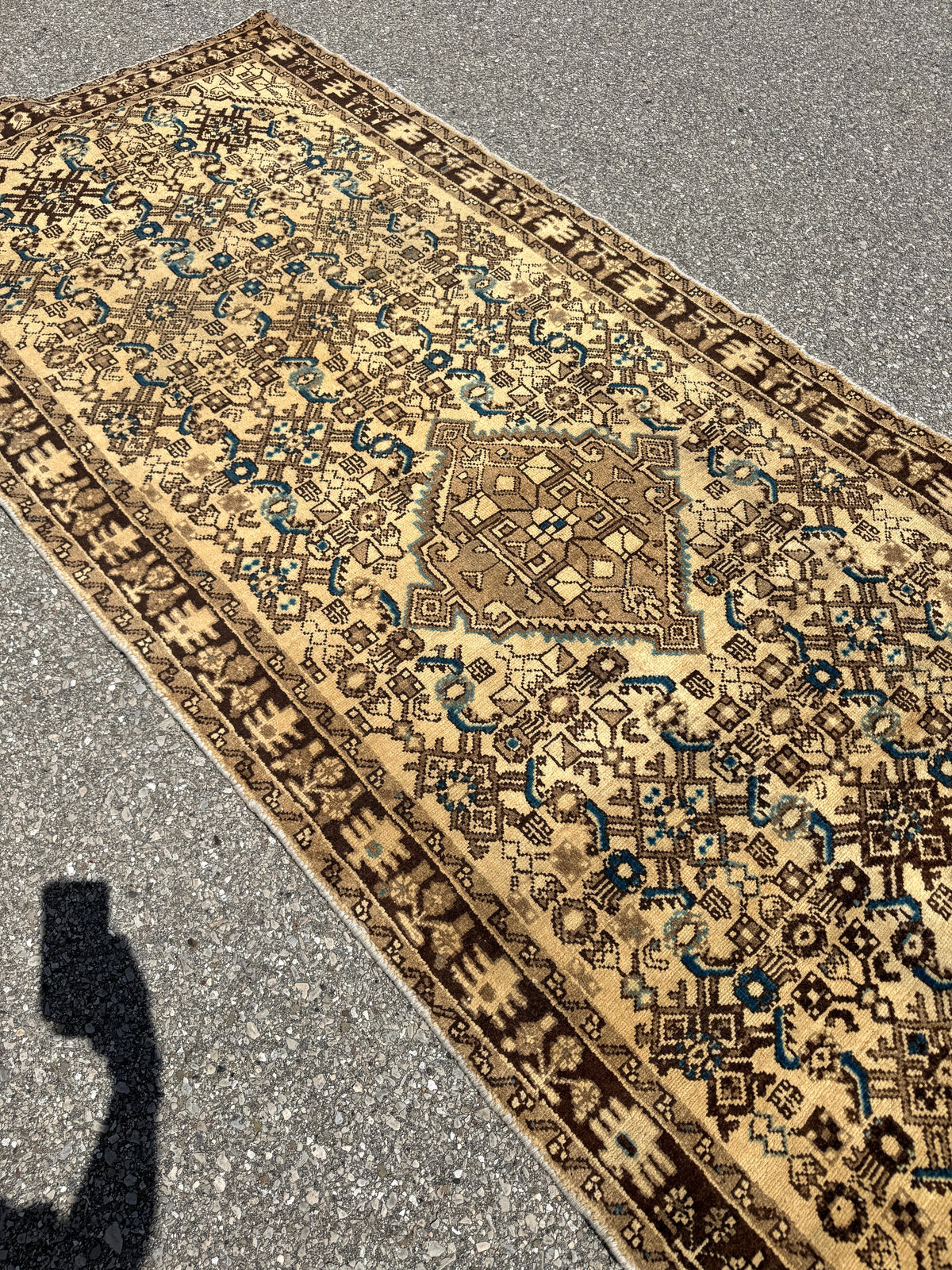 Persian Hosseinabad Runner — Ivory & Walnut Herati | 3'8" × 10'2"