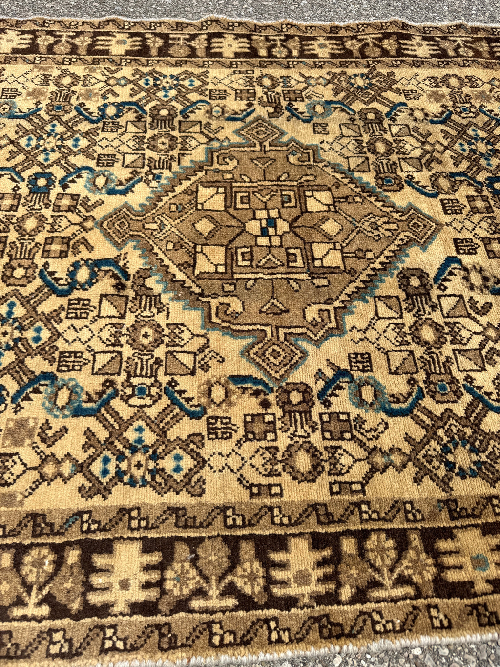 Persian Hosseinabad Runner — Ivory & Walnut Herati | 3'8" × 10'2"